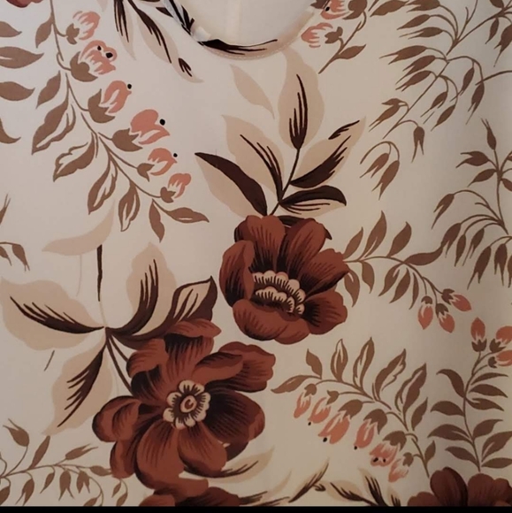 Loft Mix Media Floral Tank Top beautiful White w Tan/Brown/Pink Colors Size M - Picture 2 of 6
